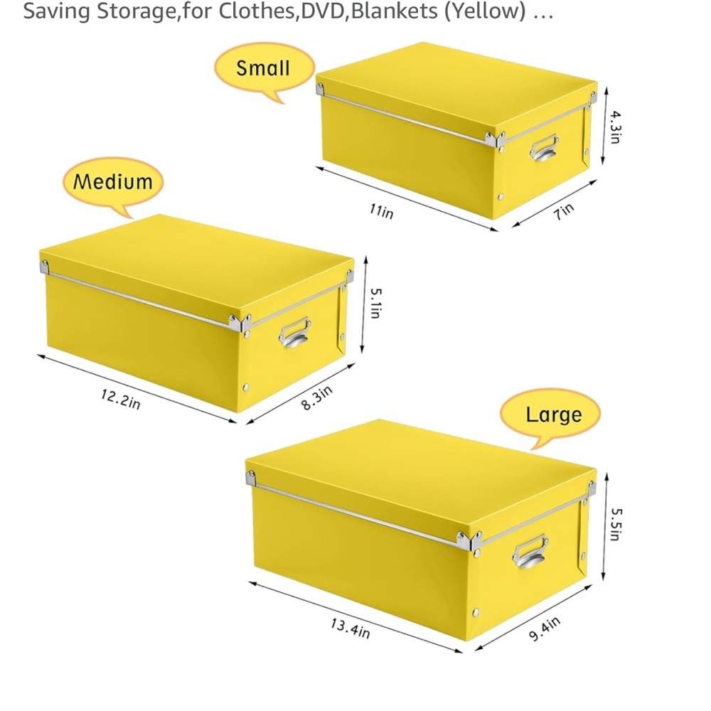 Yellow Collectible Storage Box Set of 3 - Picture 2 of 5